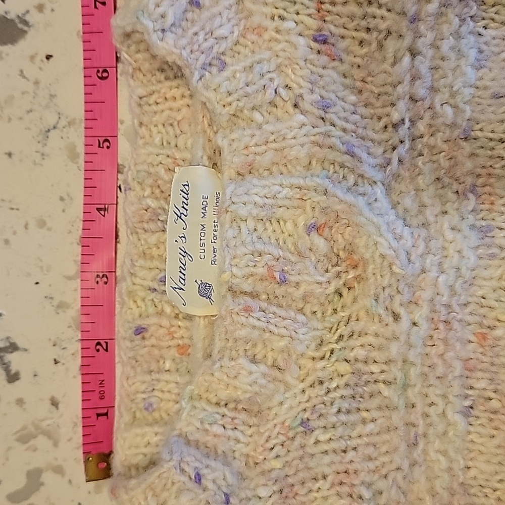 Hand Knitted Pastel Speckled Cozy Sweater XL - Picture 11 of 13